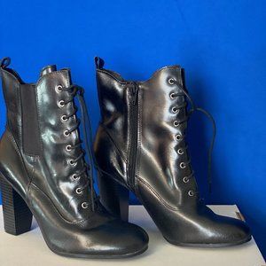 Leather Zip granny boots, 3" heel